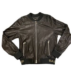 Balmain Perforated Leather Bomber Jacket sz 50